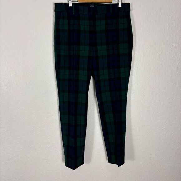 New J. Crew Blue & Green Plaid Ruby Full Length Straight Leg Dress Pants Size 14 - Picture 1 of 7